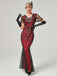 1920s V-Neck Sequined Mesh Mermaid Formal Dress