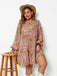 [Plus Size] 1970s Floral Boho V-neck Puff Sleeve A-line Dress