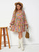 [Plus Size] 1970s Floral Boho V-neck Puff Sleeve A-line Dress