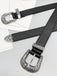 Black Solid  PU Leather Metallic Buckle Belt