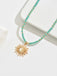 Sun & Moon & Star Rhinestone Green Beaded Necklace