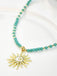 Sun & Moon & Star Rhinestone Green Beaded Necklace
