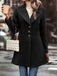 Black 1940s Solid Lapel Single-Breasted Coat