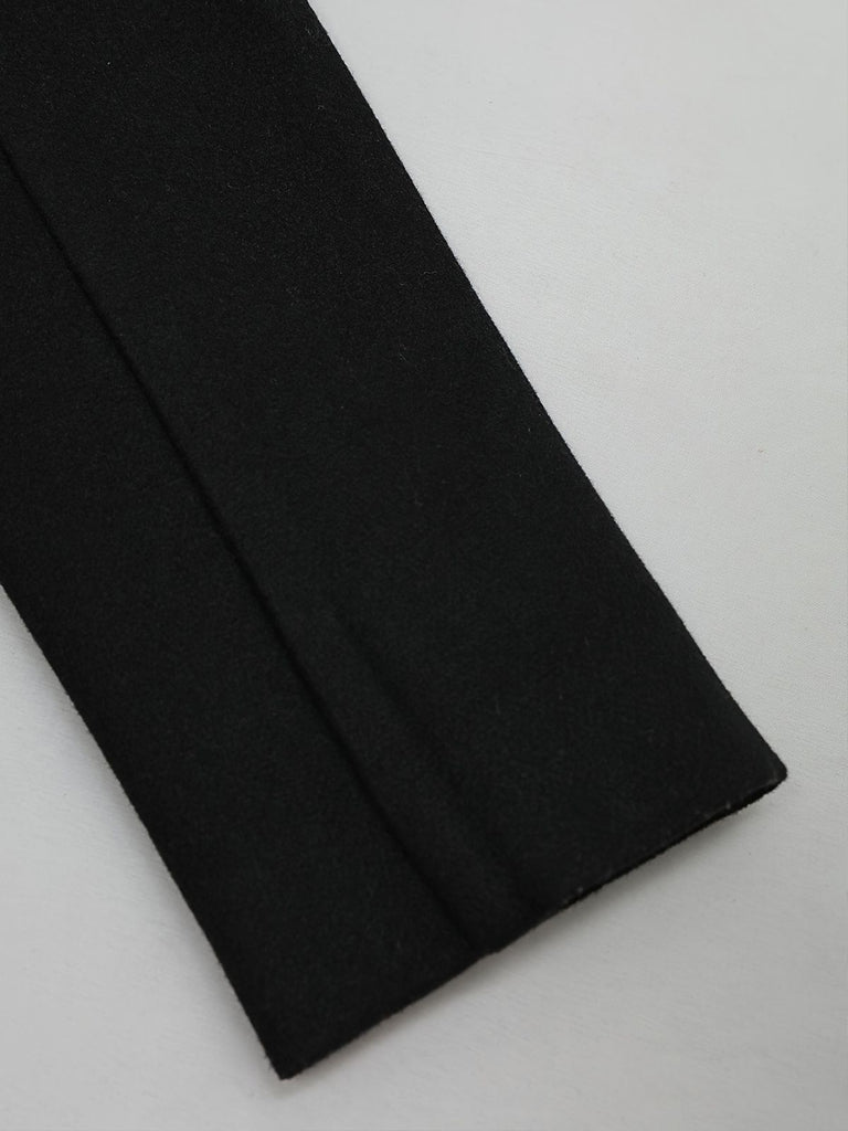 Black 1940s Solid Lapel Single-Breasted Coat