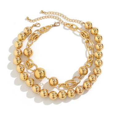 2PCS Gold Ball Chain Necklace Set