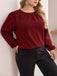 [Plus Size] Burgundy 1940s Pleated Long Sleeve Blouse