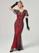 1920s V-Neck Sequined Mesh Mermaid Formal Dress