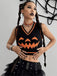Black 1970s Halloween Pumpkin Face Sweater Vest