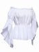 1930s Ruffled Bell Sleeve Off-Shoulder Solid Top