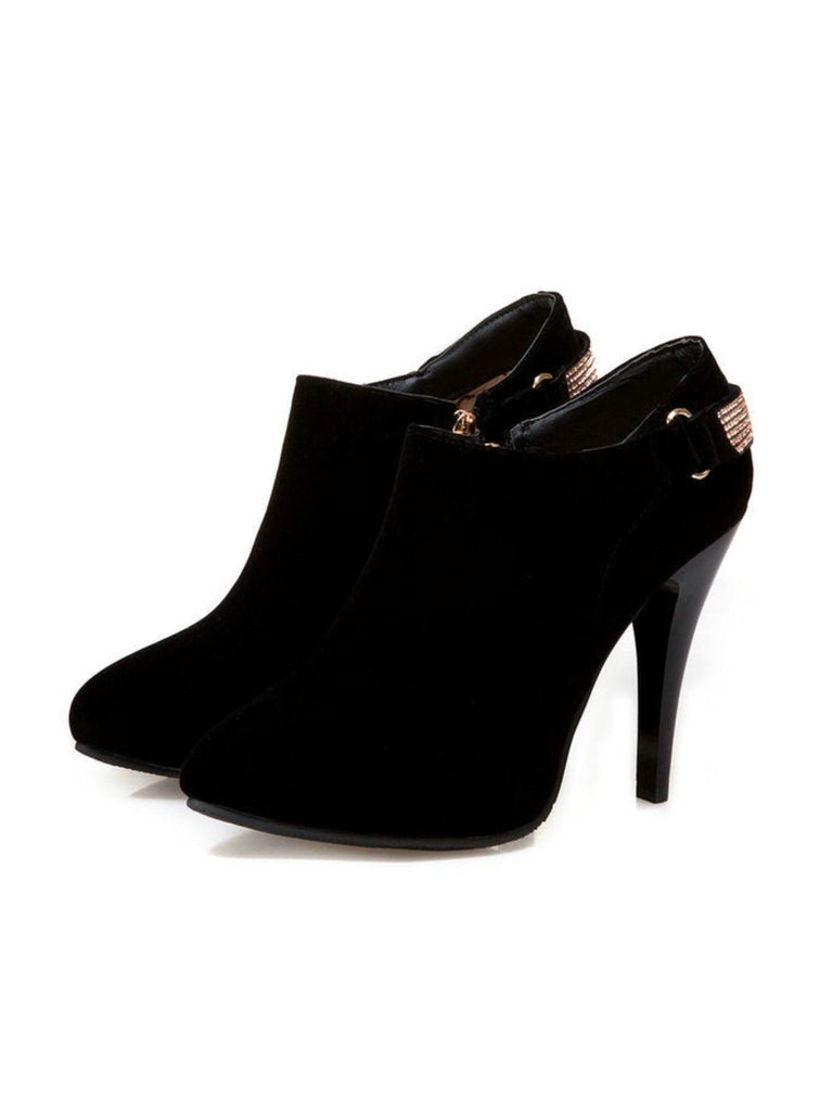 Vintage Solid Velvet Pointed Toe Stiletto Heels