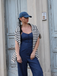 Navy Blue 1930s Cowboy Solid Strap Jumpsuit