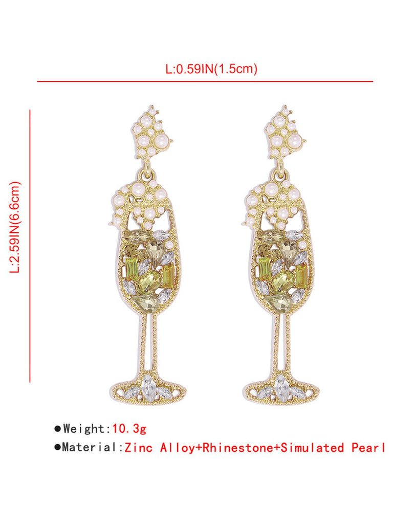 Champagne Glass Pearl Gem Earrings