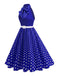 1950s Bow Tie Neck Polka Dot Belted Dress