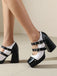Mary Jane Studded Square Toe Block Heel Shoes