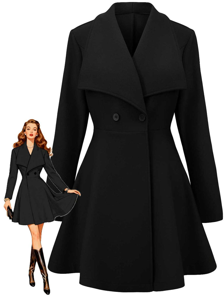1940s Lapel Solid Tailored Coat