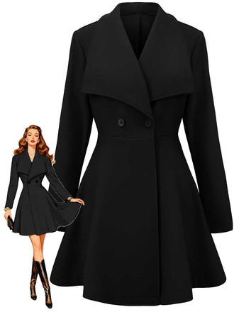 1940s Lapel Solid Tailored Coat