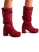 Suede Slouch Block Heel Mid Boots