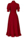 Red 1940s X Prequel Pearl Lace Ruffed Hem Dress