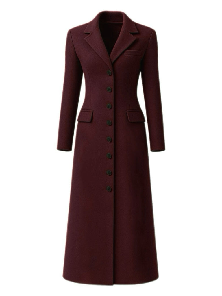 1930s Solid Lapel Button Wool Coat