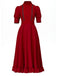 Red 1940s X Prequel Pearl Lace Ruffed Hem Dress