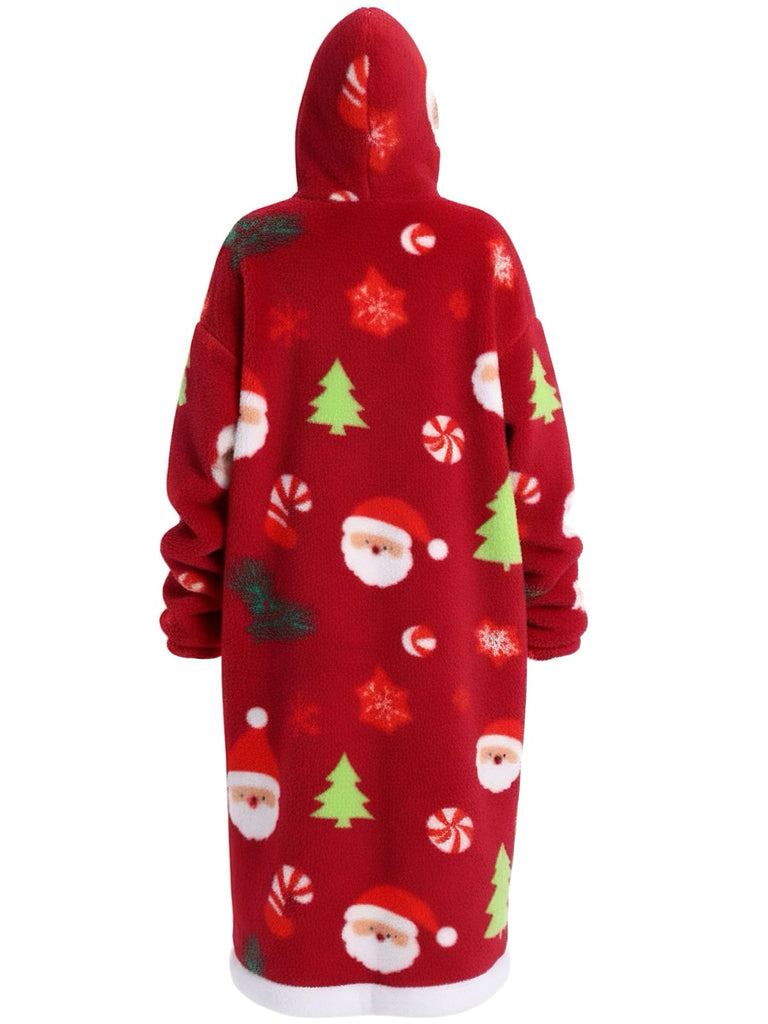 1970s Pumpkin Santas Snowman Blanket Hoodie Lougewear