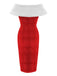 Red 1960s Plush Bow Pencil Dress With Cape