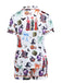 1970s Halloween Witch Print Satin Pajama Set
