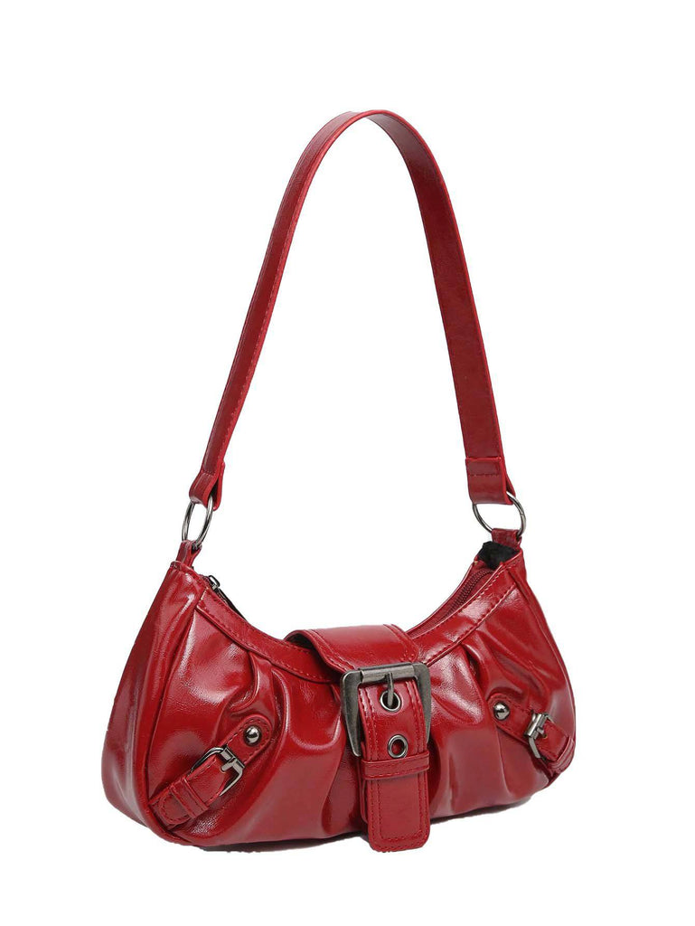 Vintage Leather Buckle Design Shoulder Bag
