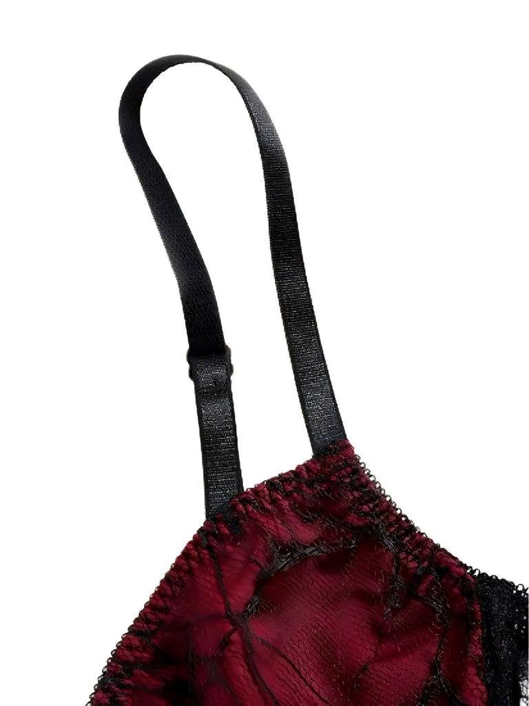 Wine Red 1970s Bat Spider Web Lace Camisole