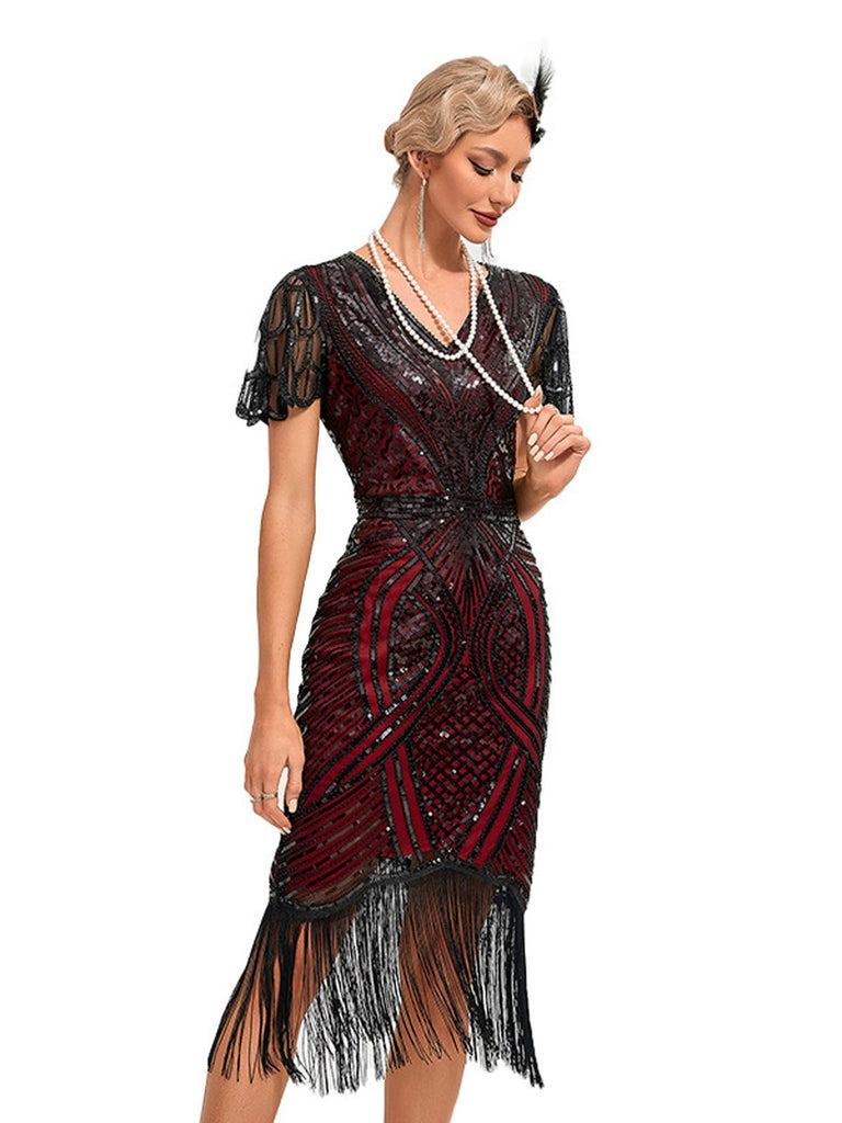 1920s Cap Sleeves Tassel Sequined Dress — a 1920s silhouette that turns sidewalks into runways