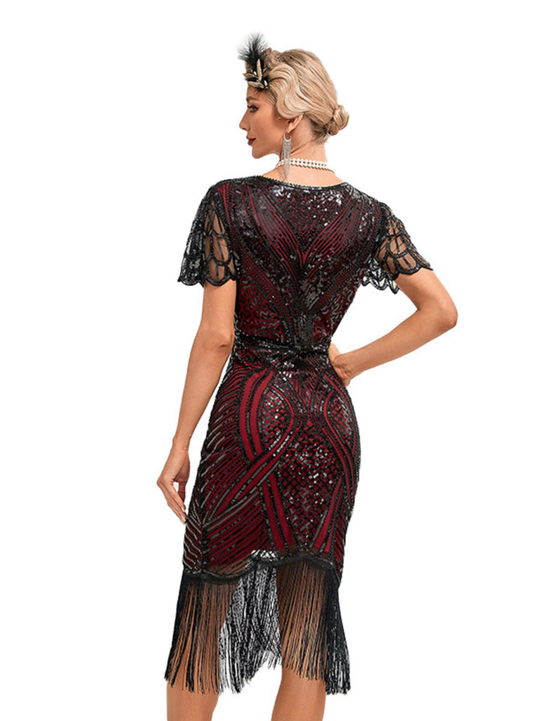 She slips into this 1920s Cap Sleeves Tassel Sequined Dress and suddenly it's a 1920s daydream