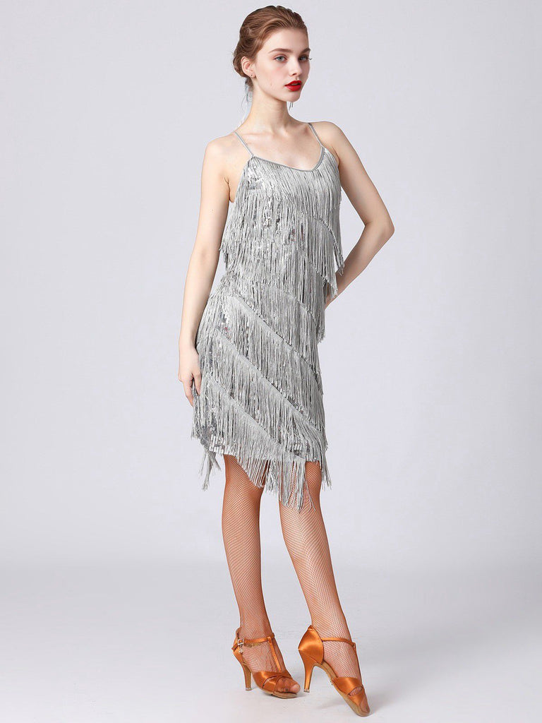 1920s Charleston Layered Tassel Straps Dress: wher