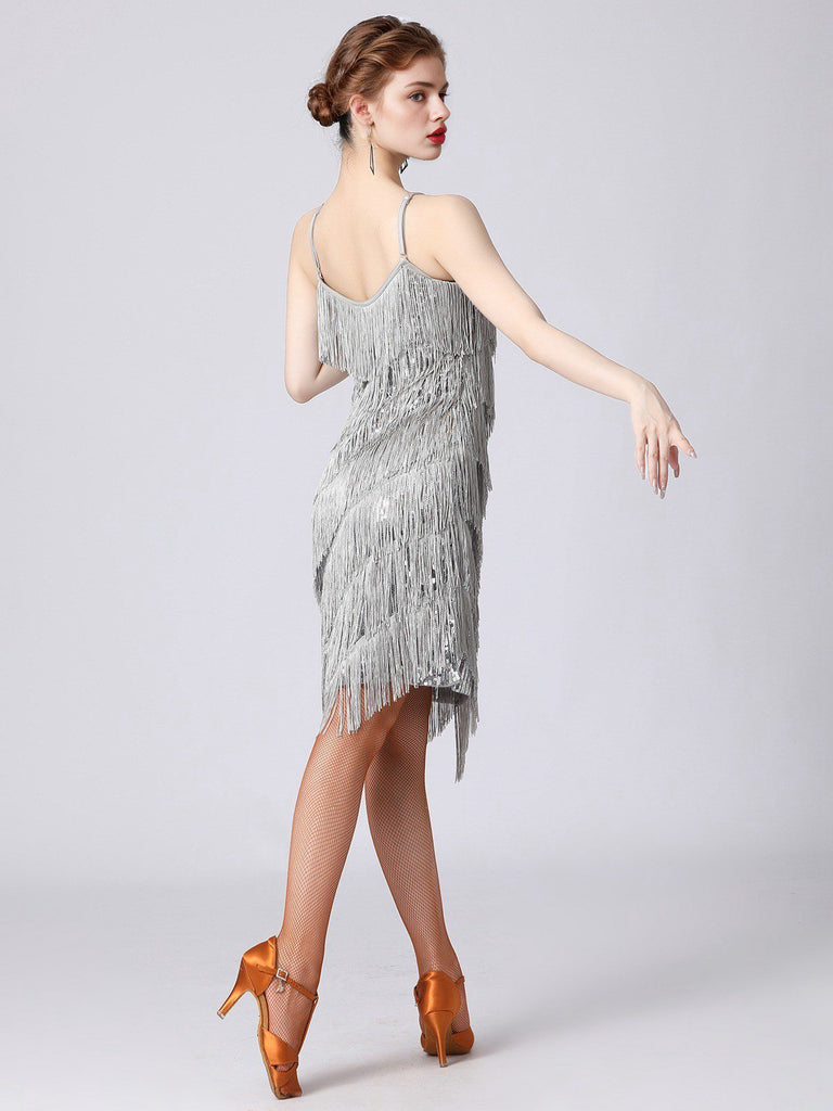 This 1920s Charleston Layered Tassel Straps Dress 