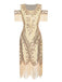 1920s Cold Shoulder Embroidered Fringe Sequins Dress — a 1920s silhouette that turns sidewalks into runways