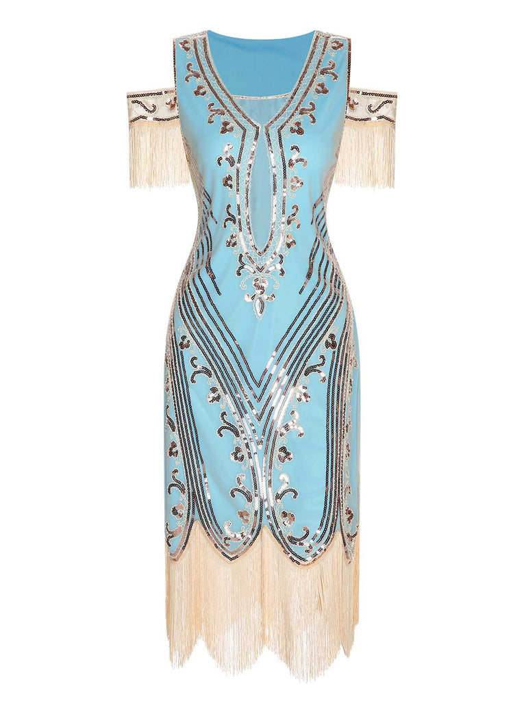 1920s Cold Shoulder Embroidered Fringe Sequins Dress — the kind of 1920s dress that makes strangers smile