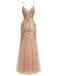 Beige 1920s Sequin Mesh Backless Mermaid Evening Dress - vintage dress, retro fashion, Gatsby party