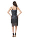 Blue Grey 1920s Sequined Tassel Ball Beaded Slip Dress - vintage dress, retro fashion, Gatsby party