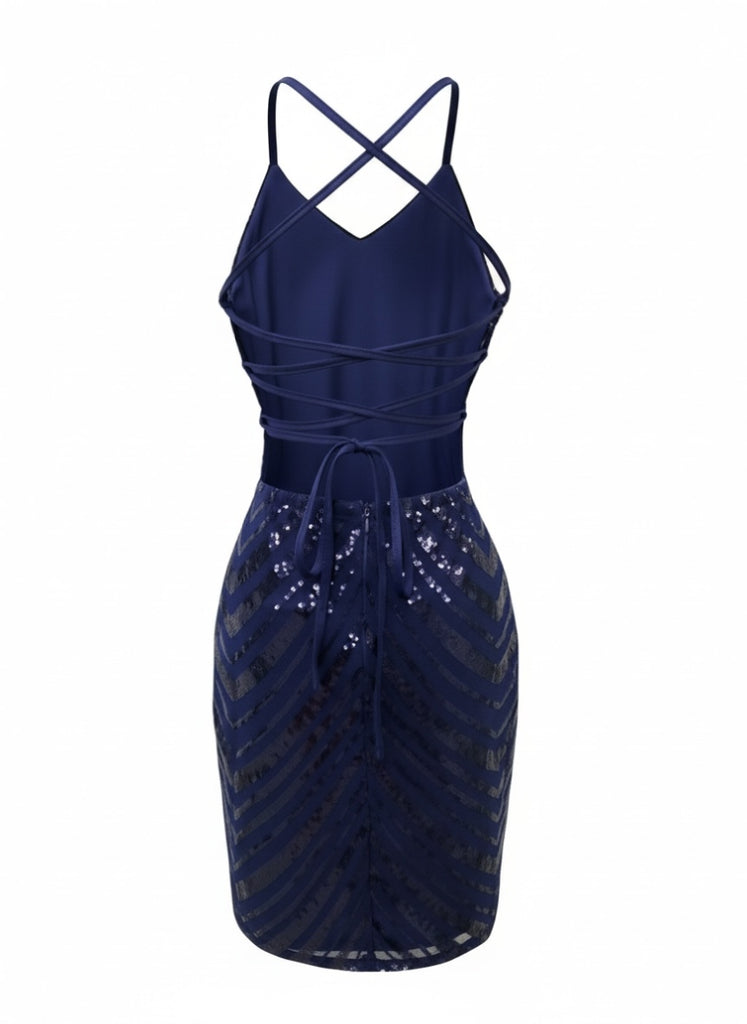 1920s Spaghetti Strap Sequin Chevron Backless Party Dress - vintage dress, retro fashion, Gatsby party