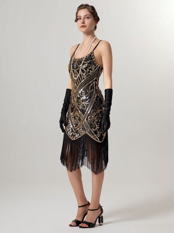 1920s Spaghetti Straps Sequined Tassel Flapper Dress 1920s Spaghetti Straps Sequined Tassel Flapper Dress