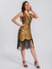 1920s V-Neck Symmetrical Pattern Tassel Sequined Dress - vintage dress, retro fashion, Gatsby party