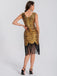 1920s V-Neck Symmetrical Pattern Tassel Sequined Dress - vintage dress, retro fashion, Gatsby party