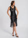 1920s V-Neck Symmetrical Pattern Tassel Sequined Dress - vintage dress, retro fashion, Gatsby party