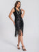 1920s V-Neck Symmetrical Pattern Tassel Sequined Dress - vintage dress, retro fashion, Gatsby party