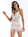 1920s Floral Sequined Tassel Mesh Deep V-Neck Dress - vintage dress, retro fashion, Gatsby party