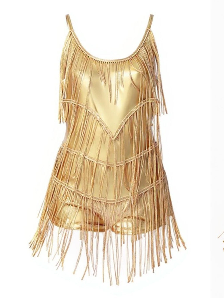 1920s Fringe Solid Backless Evening Dress - vintage dress, retro fashion, Gatsby party