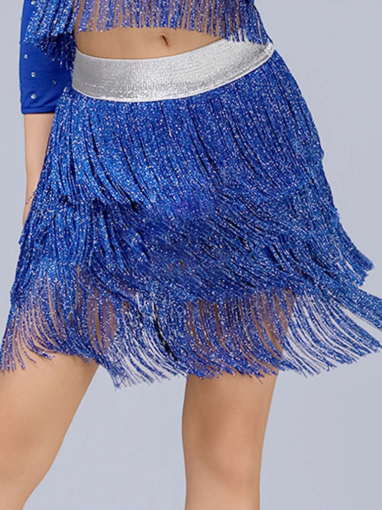 1920s Fringe Solid Elastic Waist Skirt - vintage skirt, retro style
