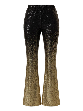 1920s Gradient Sequin Flared Pants - vintage fashion, retro style, elegant red