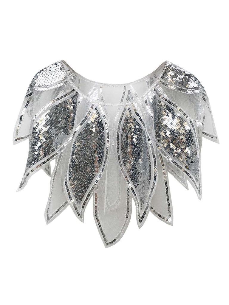 1920s Leaves Shape Sequined Patchwork Cape — 1920s sophistication that wraps her in quiet power
