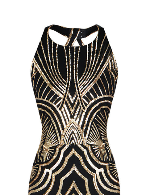 [US Warehouse] 1920s Sequin Backless Formal Dress