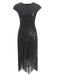 Wine 1920s Sequin Beaded Fringed Dress, classic 1920s style elegant retro fashion - Image 9